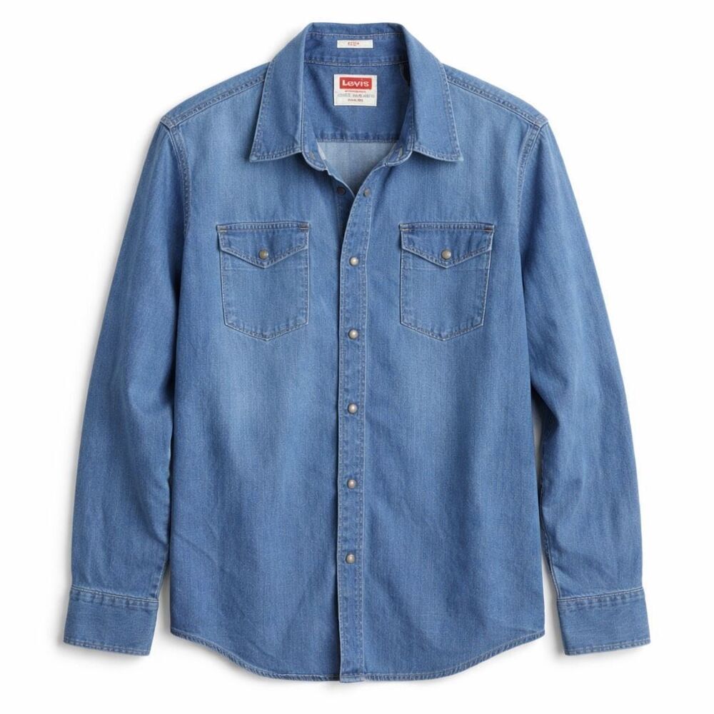 Levi’s Western Snap Denim Shirt Blue Men’s XL Modern Classic Heritage Workwear